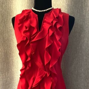 Calvin Klein Red Ruffle Dress